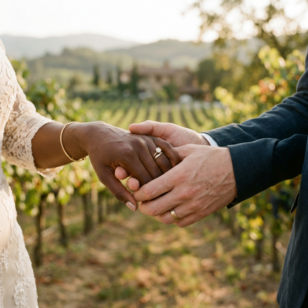Close-up of Amara and Kai's hands